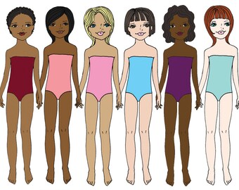 Printable Paper Dolls-Paper Dolls to Color-Digital Paper Dolls-PDF Instant Download-Coloring Page