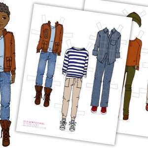 Printable Paper Doll Package-Digital Paper Doll-Gift for Kids-PDF Instant Download-Coloring Page-Boy Paper Doll-Leo