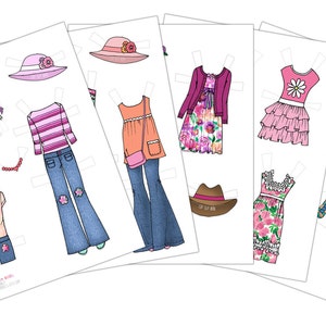 Summer Wardrobe - Printable Paper Doll Wardrobe - PDF Instant Download - Coloring Page