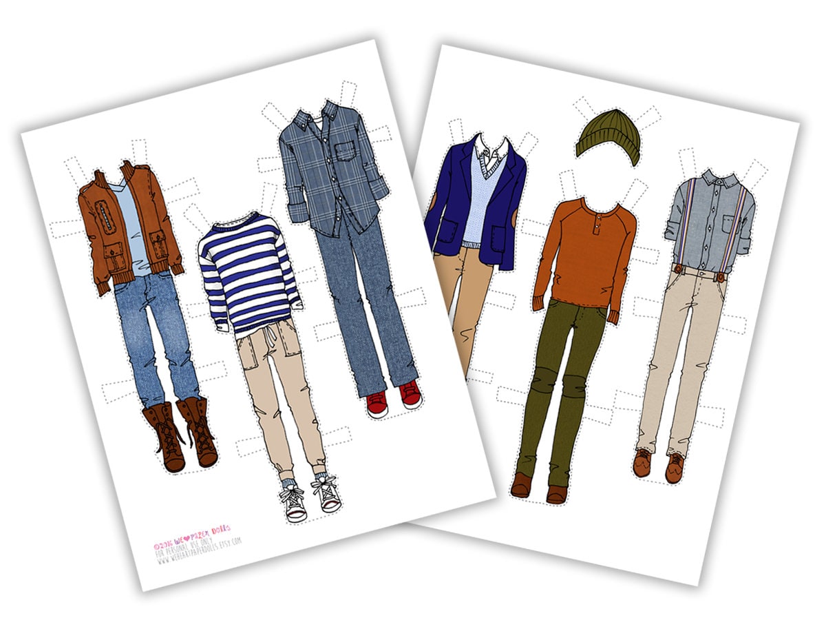 Boys' Wardrobe-printable Paper Doll-digital Paper Doll-boys Clothes-pdf ...