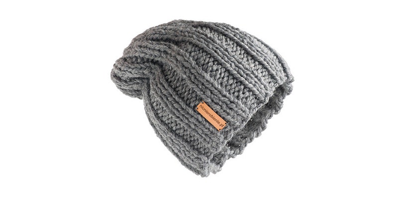 Thick Hat Classic Grey Design Wool hat for women beanie hat chunky hand knit hat grey Handmade