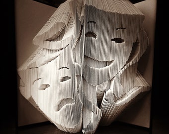 Libro plegable de máscaras de tragedia y comedia - SOLO PATRÓN
