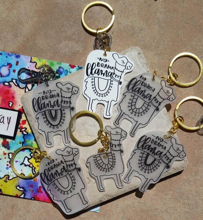 Llama keychain Shrinky dink keychain No drama llama | Etsy