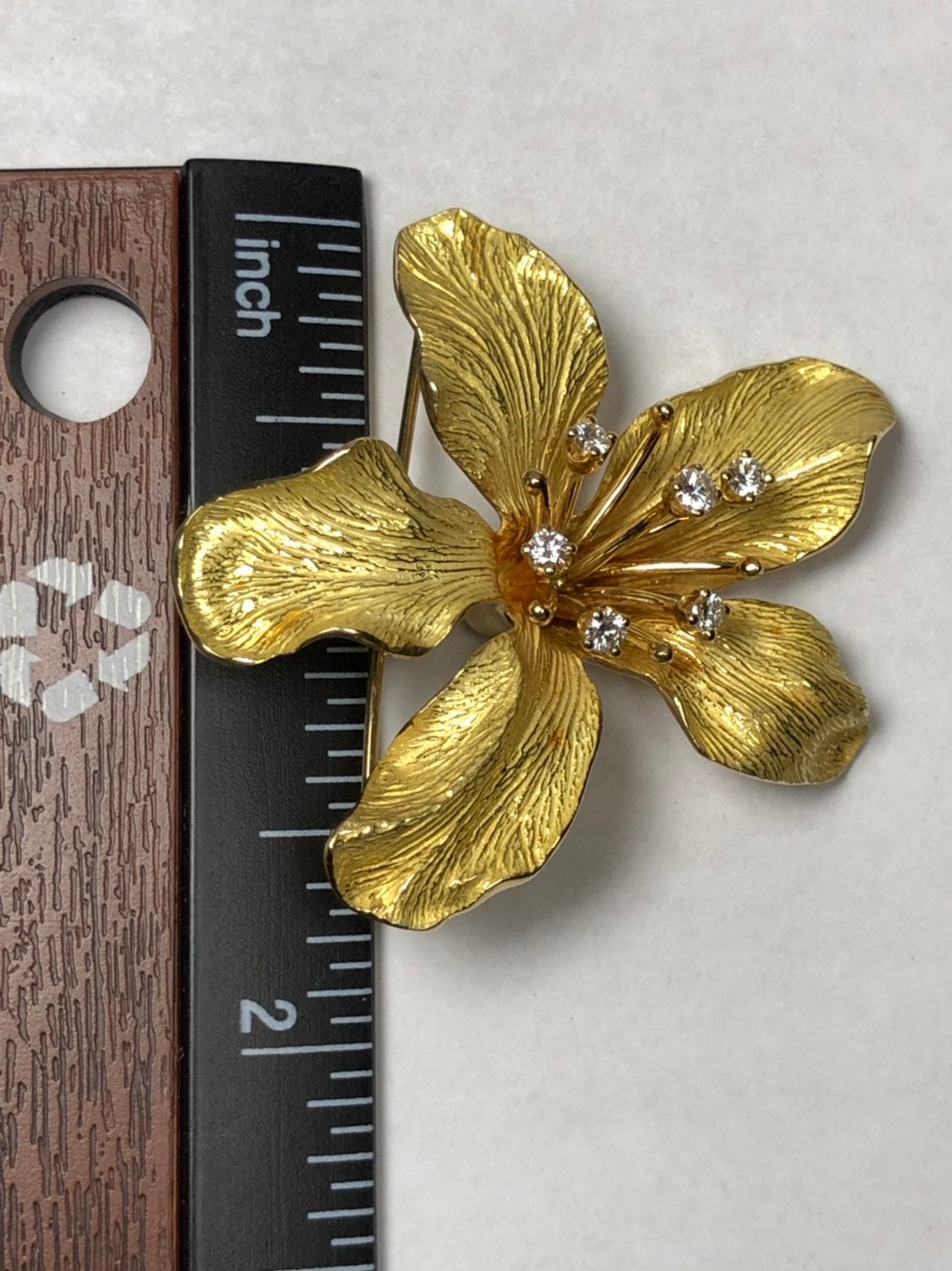 TIFFANY&CO.750 Diamond 0.36ct Flower Lily 3 Dimensional
