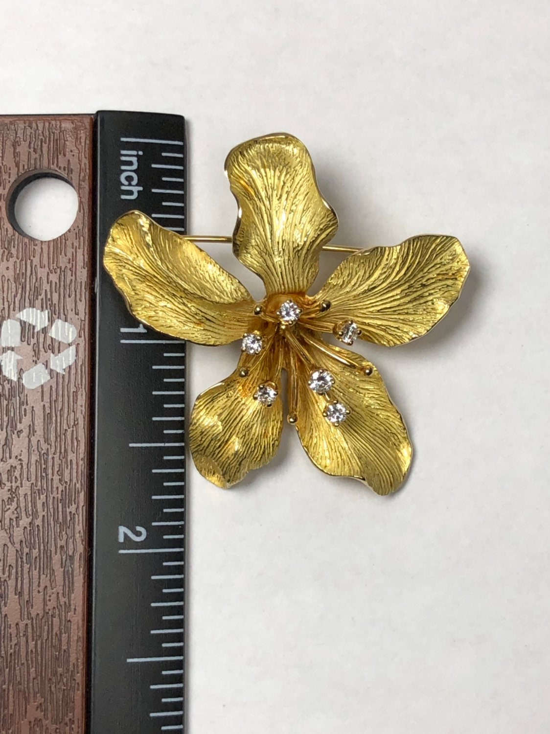 TIFFANY&CO.750 Diamond 0.36ct Flower Lily 3 Dimensional