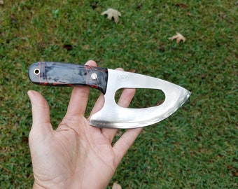 Alaskan Inuit, Hybrid Ulu Made With D2 Steel Has Lava Flow Kirinite Handles, Mosaic Pin and Lanyard Hole, Comes With A Kydex Sheath