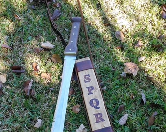 Roman Gladius Made From 80CrV2 Steel With Walnut Wood Handle And A Handmade Wooden Scabbard