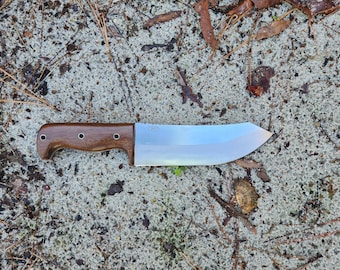 Hudson Bay Skinner Made Of D2 Steel Has A IPE Wood Handle And A Handmade Leather Sheath.