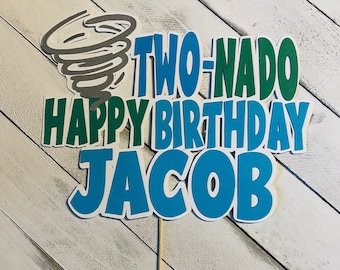 Two-nado birthday , Any age and name cake topper, twonado birthday, fournado birthday