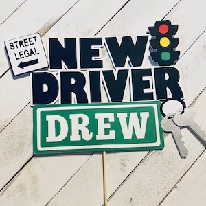 Any name and age Driver license centerpiece ,16th birthday ,new driver birthday, roads signs birthday ,car birthday, driver birthday