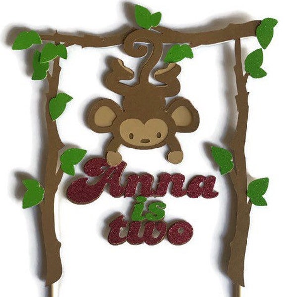 Monkey Cake topper, jungle birthday cake topper