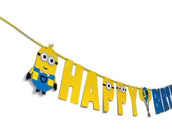 Minion birthday banner , minion birthday, carl and bob