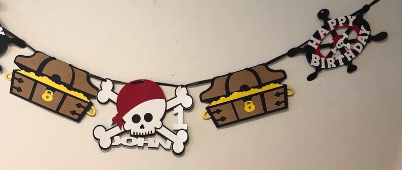 Pirate Birthday Banner Skull Birthday Banner Pirate Birthday Etsy
