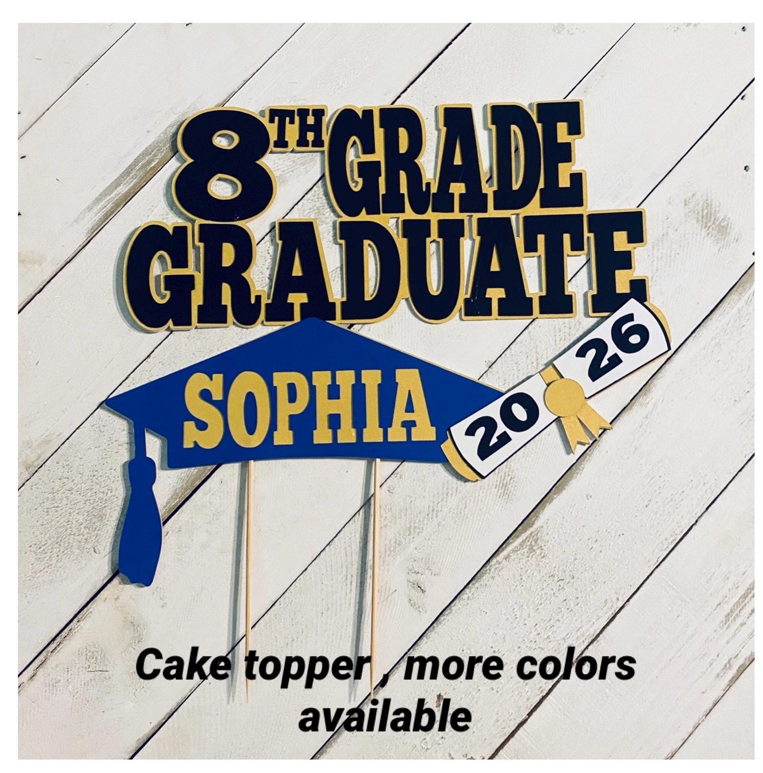8th Grade Graduation Party Decorations 2025 - Grad Banner & Cake Topper Set For Middle School Celebration