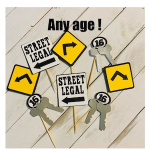 Cupcake toppers  Driver license birthday, 16th birthday cupcake toppers ,new driver birthday, roads signs birthday