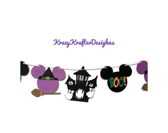 Halloween banner, Halloween garland, mickeys not so scary Halloween