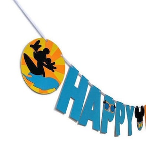 Luau banner,Hawaii birthday banner, birthday luau  ,beach banner, pool banner , Mickey beach banner, Mickey pool party , Mickey luau banner