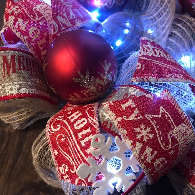 christmas Candle ring Christmas centerpiece Pre Lit Christmas centerpiece Christmas table decoration christmas wreath