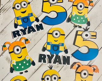 Large confetti cutouts ,personalized minion birthday
