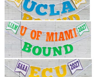 College bound banner, college bound decorations, university bound, graduation, high school graduation, college acceptance, bed party