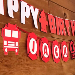 Firetruck birthday banner , Fire Department Birthday , Firetruck Birthday, fire fighter birthday banner