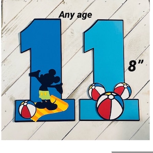 Large Mickey cutouts ,Hawaii birthday, mickey surf ,pool party , pool party birthday.