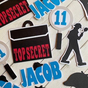 Detective Cut outs, Detective Birthday,  Detective decorations