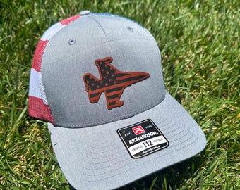 Fighter Jet Patch Hat: Patriotic Military Aircraft Cap