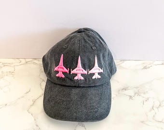 F16 Jet Embroidered Hat, F16 Puff Embroidery, F16 Hat, Fighter Jet Hat, Tri Color, Ombre Jet, Viper hat, Falcon Hat