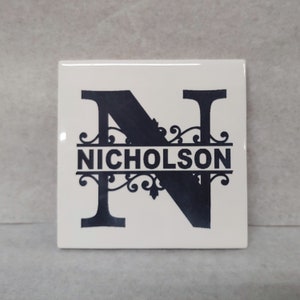 Personalized Engraved Monogram Ceramic Coaster