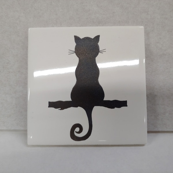 Cat, Kitten, Kitty,  Engraved Ceramic Glazed Tile