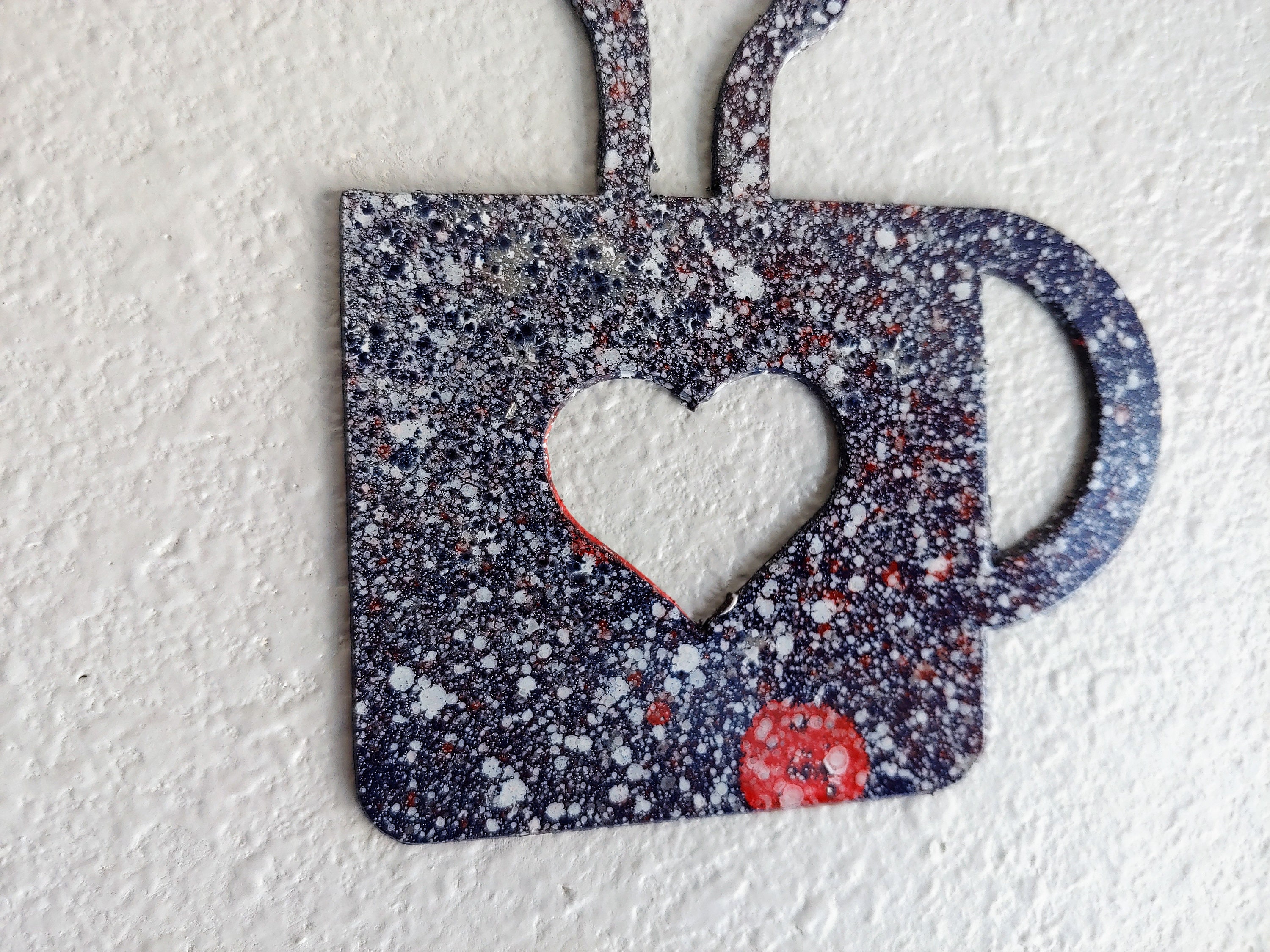 Metal Coffee Cup Decor Artistic Painted Etsy