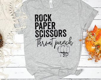 Rock Paper Scissors Throat Punch Graphic Tee, Gift for her, Stocking Stuffer