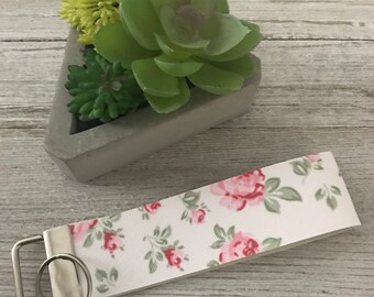 Light Floral Key Fob Wristlet, Floral Keychain, Gifts, Gift for Her, Gift for Mom, Stocking Stuffer, Key Chain, Fun Gift