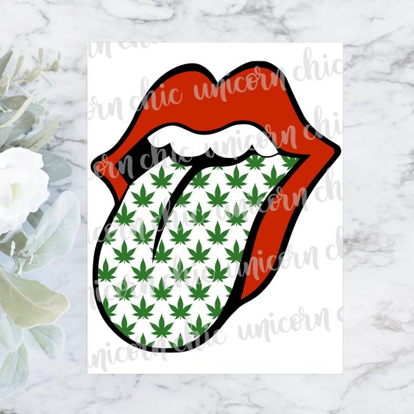 Lips & Weed Tongue Marijuana Sublimation Transfer - Weed Sublimation Transfer - Shirt Transfer - Heat Transfer - Ready To Press