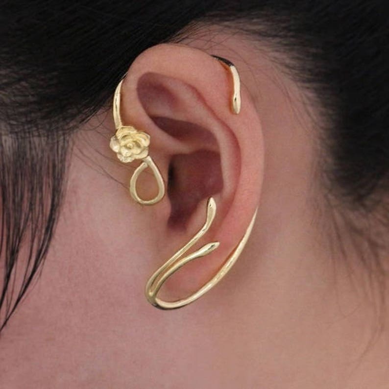 Beauty Beast Ear Cuff, Belle Ear Cuff, Ear Wrap, Gift for Her, Jewelry Gift, Stocking Stuffer, Vintage Floral Ear Cuff