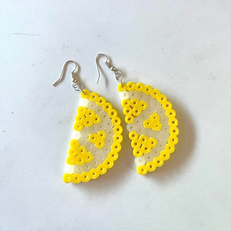 Perler Fuse Bead Lemon Earrings Etsy