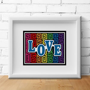 Love in Rainbow Mola-Inspired Art Print image 2