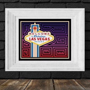 Las Vegas signe au crépuscule Impression d’art inspirée de Mola