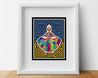 Reina Congo Mola-Inspired Art, Afro-Panamanian Art, Unframed Print