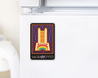 Sacramento Tower Bridge (Night) Magnet with Mola-Inspired Design