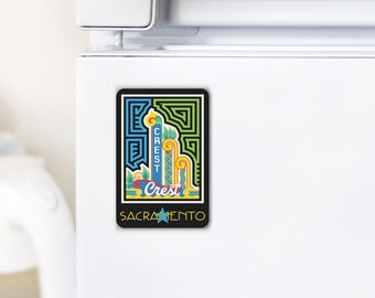 Sacramento Crest Theater (Daytime) Magnet with Mola-Inspired Design