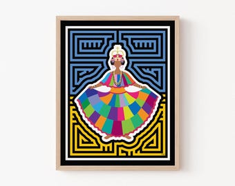 Reina Congo© Mola-Inspired Art, Afro-Panamanian Art, Unframed Print