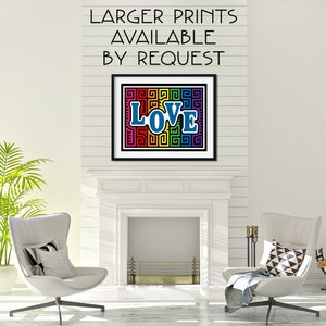 Love in Rainbow Mola-Inspired Art Print image 4