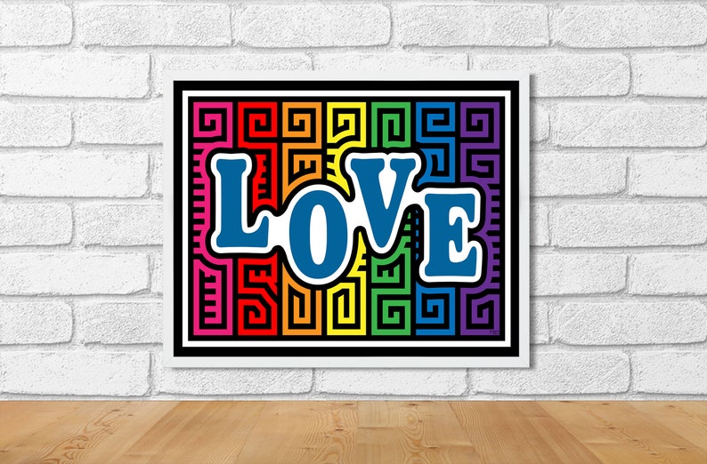 Love in Rainbow Mola-Inspired Art Print image 1