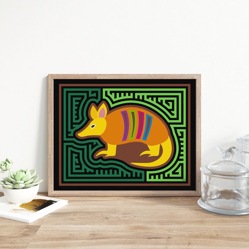 Armadillo Mola-Inspired Art Print, Armadillo Art image 5