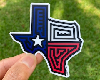 Mola-Inspired Texas State Shape Vinyl Sticker, 3" wide