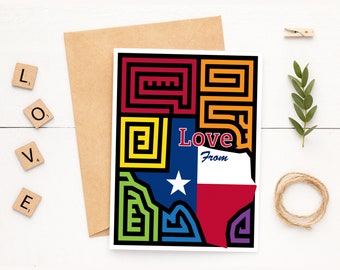 Love from Texas Notecard (Set of 4), A2 Size Greeting Card, Blank Inside, Just Because Card