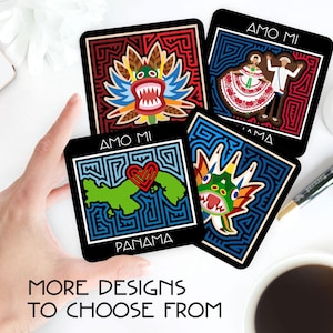 Panama Love Mola-Inspired Coasters, Mola-Inspired Art, Panamanian Art, Housewares Gifts, Wedding, Housewarming Gift
