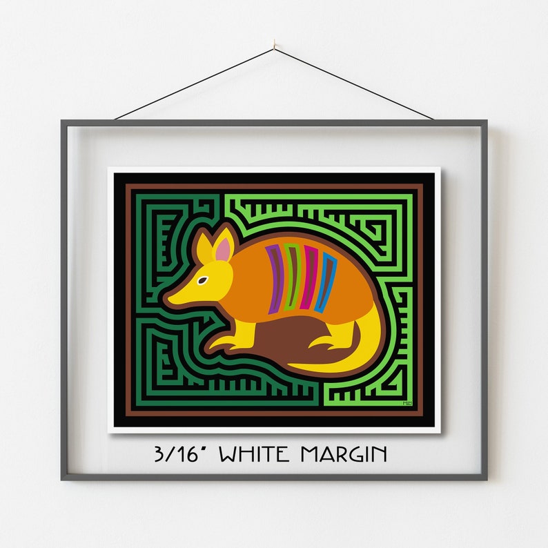 Armadillo Mola-Inspired Art Print, Armadillo Art image 4